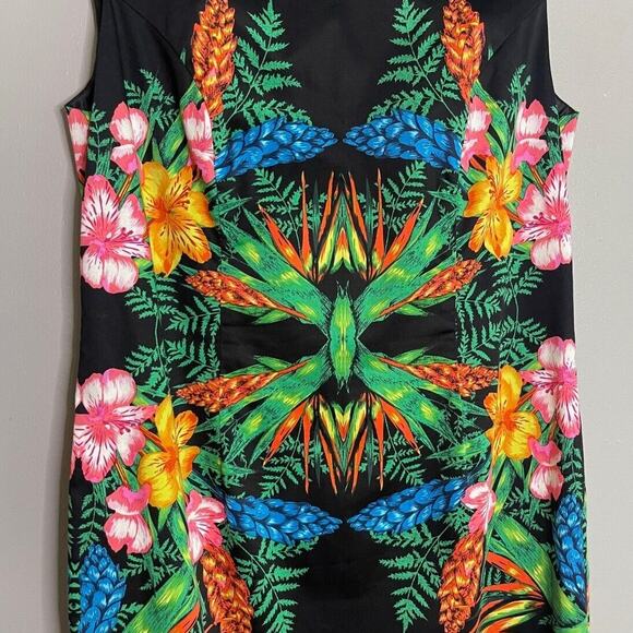 Linea Domani Dress Size 10 Botanical Sheath Tropical Floral Office Business - Picture 2 of 8